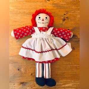 Vintage Style Rag Doll with Red Dress
